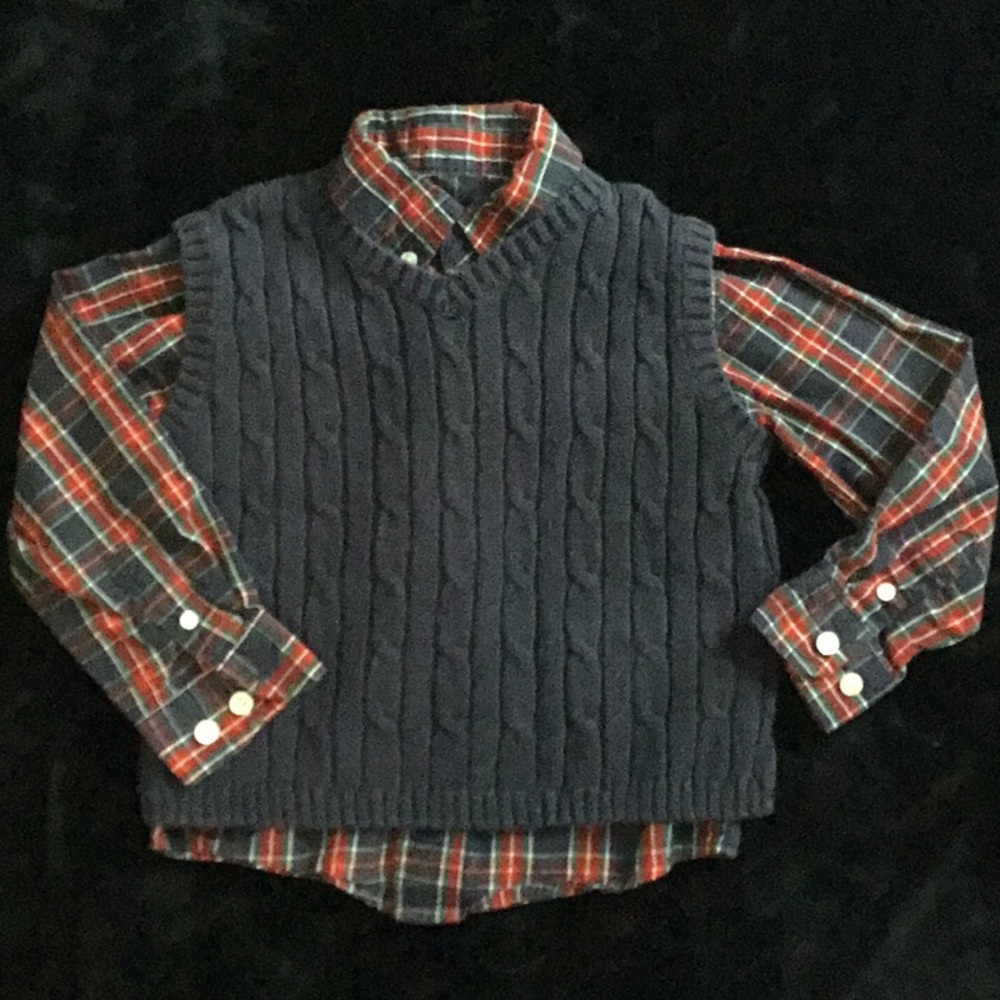 Sweater vest with button down shirt